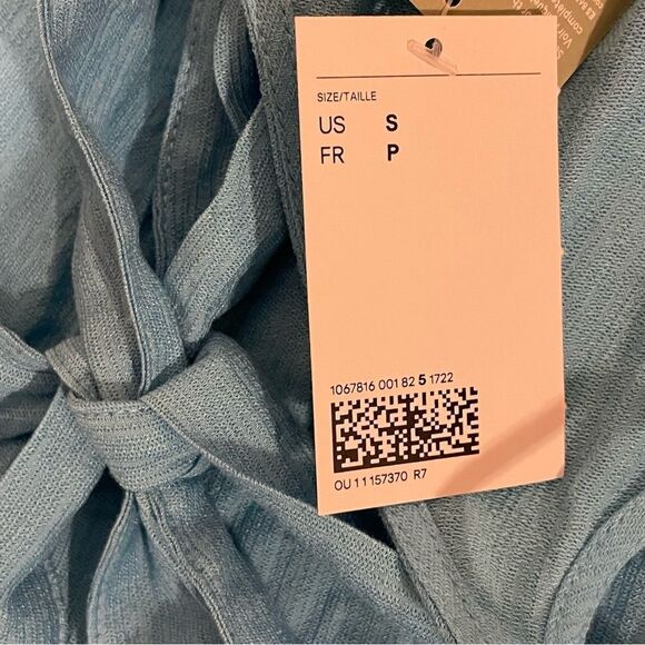 NWT H&M Lightweight Spaghetti Strap Wide Leg Romper Sash Belt Blue Size Small - Picture 7 of 11